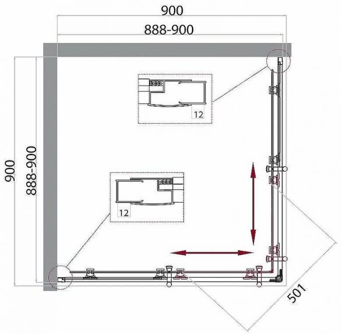 Душевой уголок BelBagno UNO-195-A-2-90-C-Cr 90x90 профиль Хром стекло прозрачное