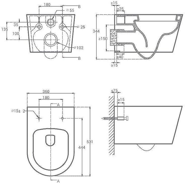 Унитаз Hansmann keramik Round УНИ0002 подвесной Белый с сиденьем Микролифт