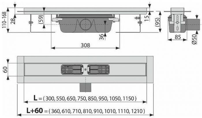 Душевой лоток Alcaplast Professional APZ6S-1150 без решетки