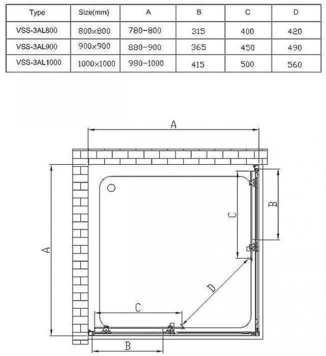 Душевой уголок Vincea Alpha 90x90 VSS-3AL900CL профиль Хром стекло прозрачное
