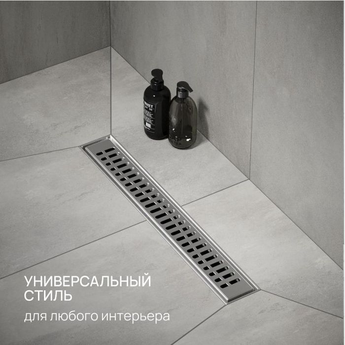Душевой лоток Ростовская Мануфактура Сантехники РМС ТЛ-03-50х7 с решеткой Нержавеющая сталь