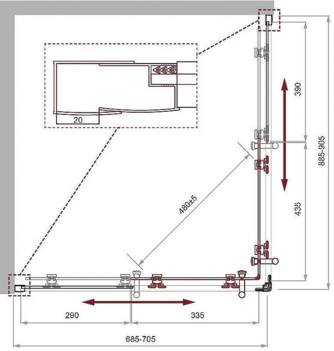 Душевой уголок BelBagno Uno 90х70 UNO-195-AH-2-90/70-C-Cr профиль Хром стекло прозрачное