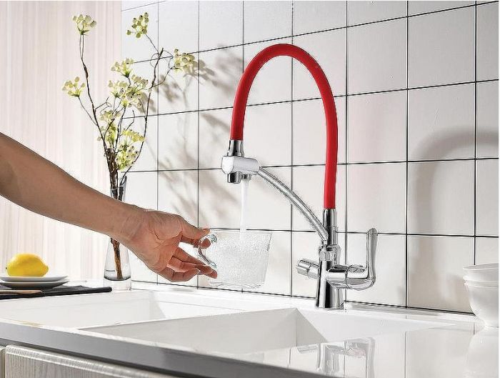 Смеситель для кухни Lemark Comfort LM3070C-Red Хром Красный