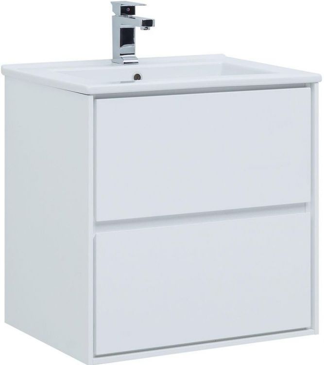 Тумба под раковину Aquanet Милан 65 339965 подвесная цвет Белый глянец