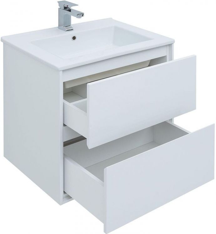 Тумба под раковину Aquanet Милан 65 339965 подвесная цвет Белый глянец