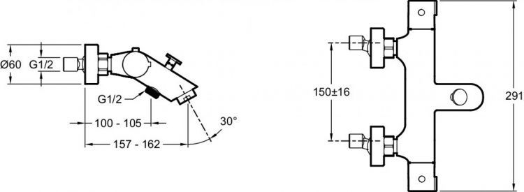 Смеситель для ванны и душа Jacob Delafon Brive E24335-CP, хром