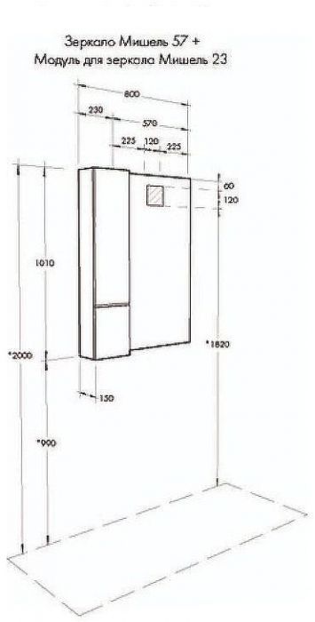 Зеркало Aquaton Мишель 57 1A253902MIX40 с подсветкой с выключателем