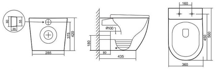 Унитаз Abber Bequem AC1111TMB приставной Черный матовый с сиденьем Микролифт