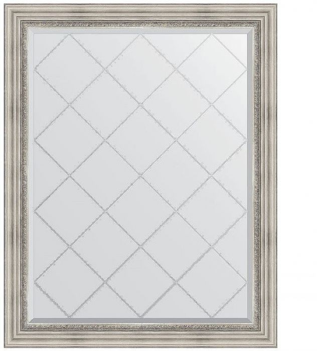 Зеркало Evoform Exclusive-G 121х96 BY 4362 с гравировкой в багетной раме - Римское серебро 88