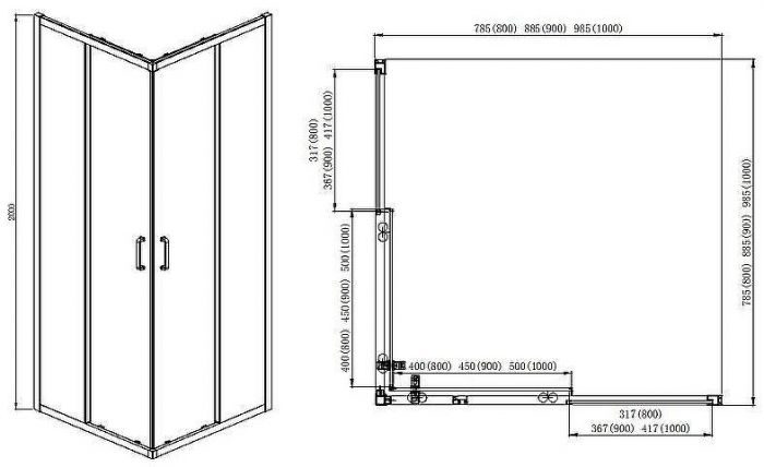 Душевой уголок Aquatek 80х80 AQ ARI KV 08020BL профиль Черный стекло прозрачное