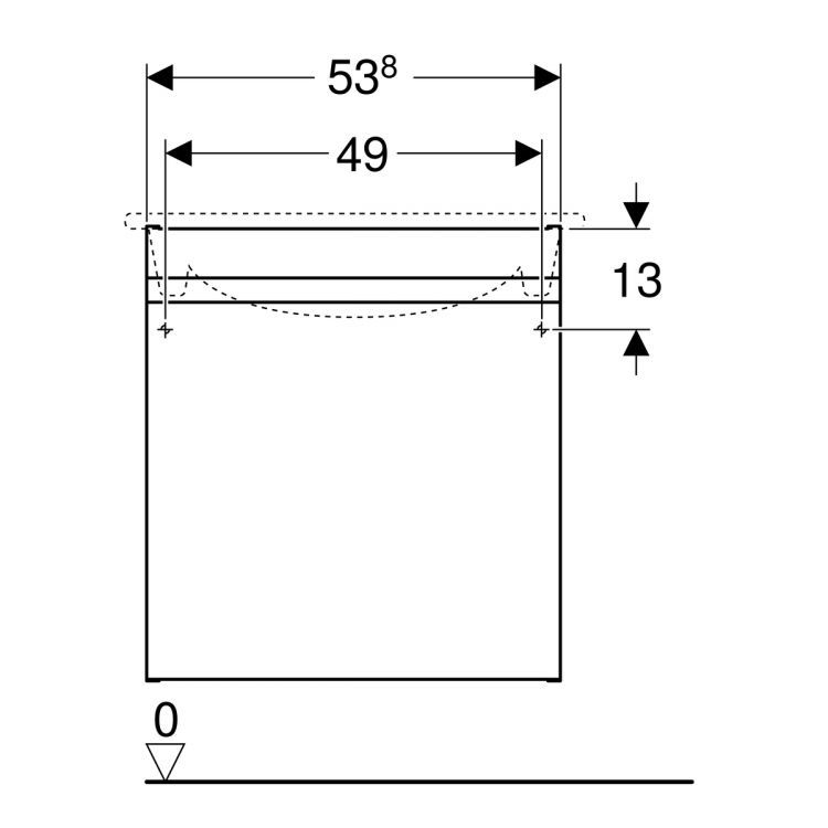 Тумба под раковину Geberit Renova Plan Slim, 53.8х58.5 см, светлый вяз [869557000]