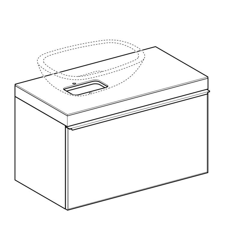 Тумба под раковину Geberit Citterio 88.4x54.3x50.4, светлый дуб, бежевое стекло [500.560.JI.1]