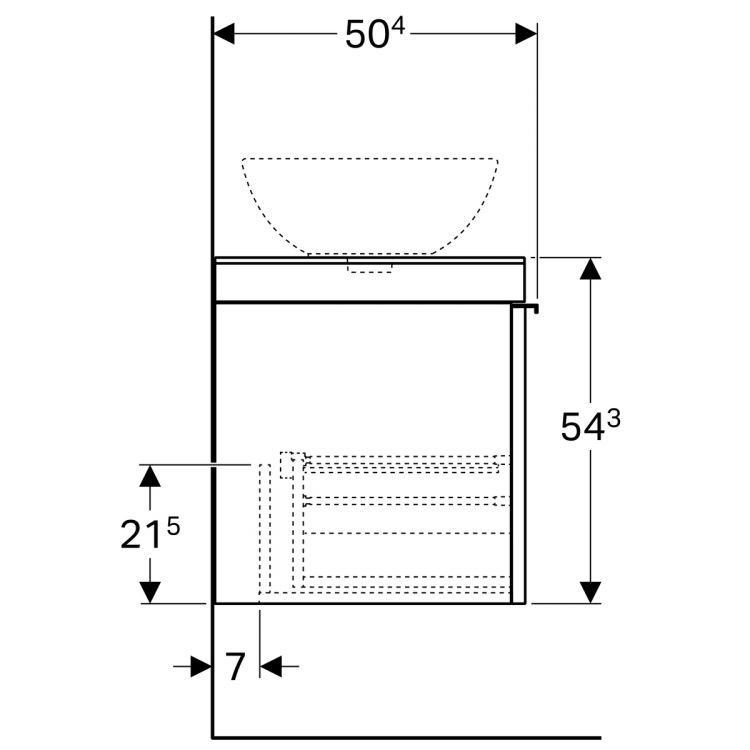 Тумба под раковину Geberit Citterio 88.4x54.3x50.4, светлый дуб, бежевое стекло [500.560.JI.1]