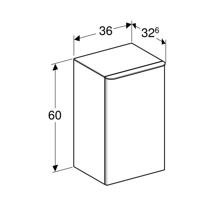 Боковой шкафчик Geberit Smyle Square низкий с одной дверцей левый, цвет пекан [500.360.JR.1]