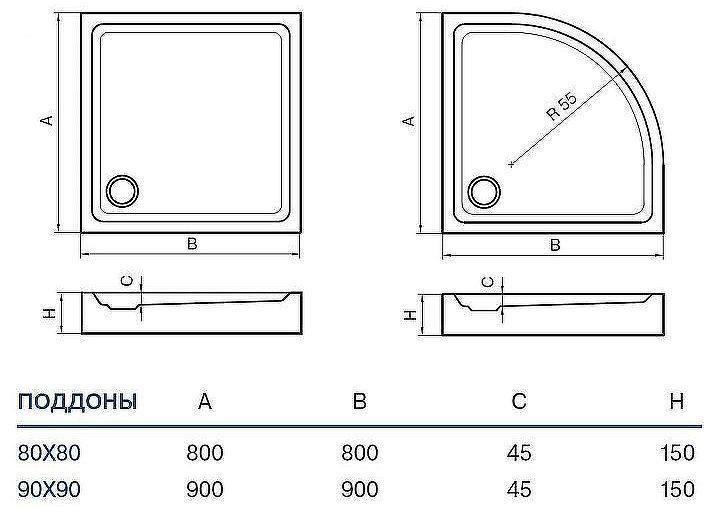 Акриловый поддон для душа Koller Pool Round 80X80 ROUND80R Белый