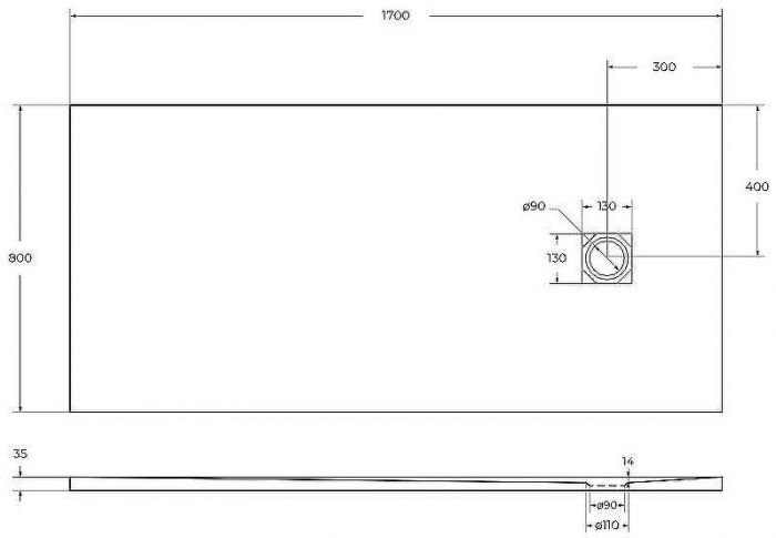 Душевой поддон из искусственного камня BelBagno Uno 170x80 TRAY-MR-UNO-AH-170/80-35-W Белый
