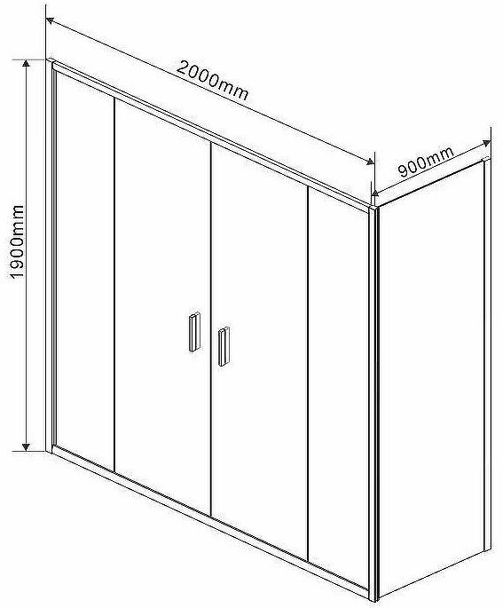 Душевой уголок Vincea Garda 200х90 VSR-1G29020CL профиль Хром стекло прозрачное