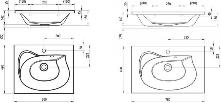Раковина 76 см Ravak Rosa II XJ201176000 Раковина 76 см Ravak Rosa II XJ201176000