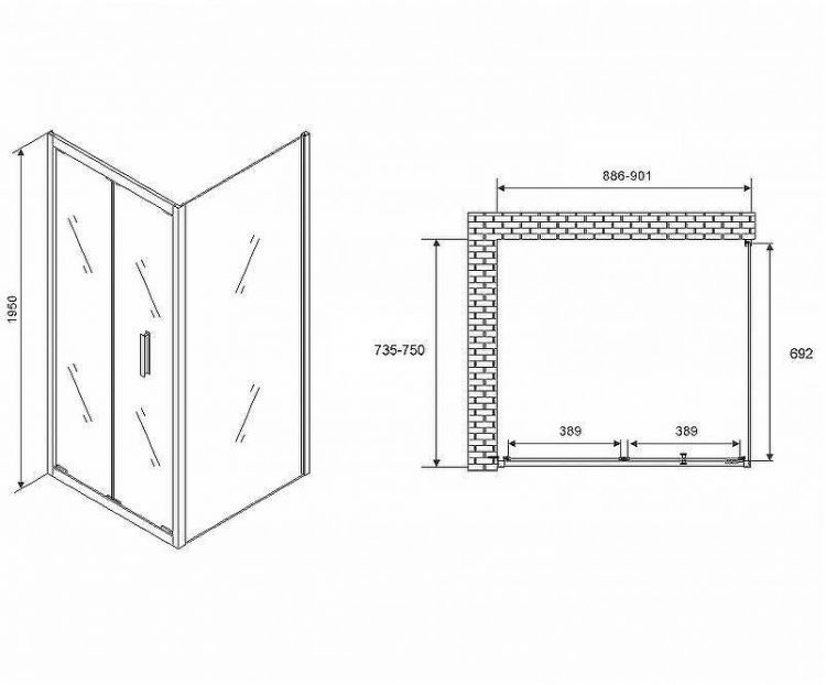 Душевой уголок Abber Sonnenstrand 90х75 AG07090B-S75B профиль Черный стекло прозрачное Душевой уголок Abber Sonnenstrand 90х75 AG07090B-S75B профиль Черный стекло прозрачное
