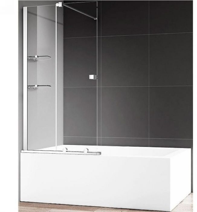 Шторка на ванну AQUAme 120 AQM6601-2 профиль Хром стекло прозрачное