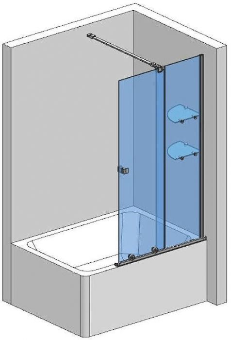 Шторка на ванну AQUAme 120 AQM6601-2 профиль Хром стекло прозрачное