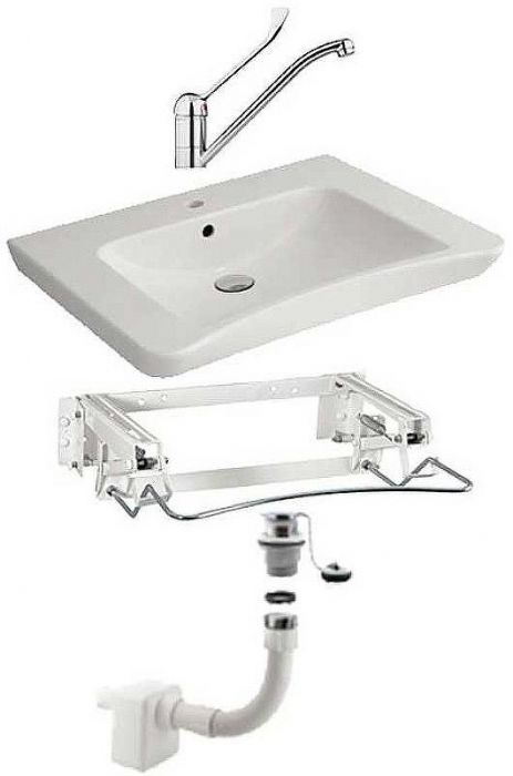 Раковина для МГН Nofer 65 H12 с пневматическим креплением, смесителем и сифоном