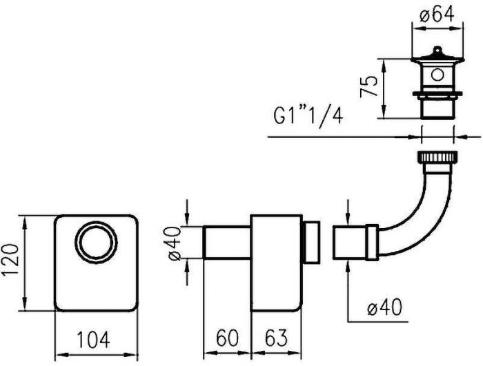 Раковина для МГН Nofer 65 H12 с пневматическим креплением, смесителем и сифоном