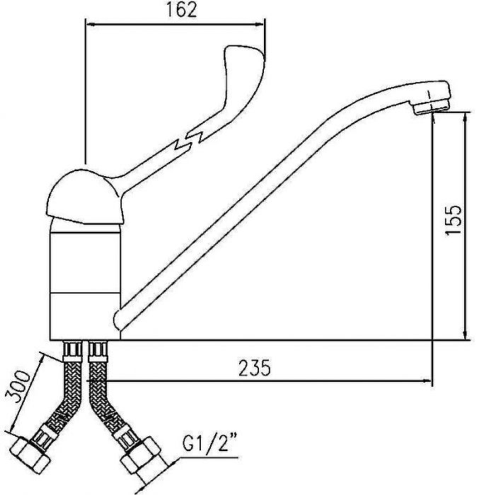Раковина для МГН Nofer 65 H12 с пневматическим креплением, смесителем и сифоном