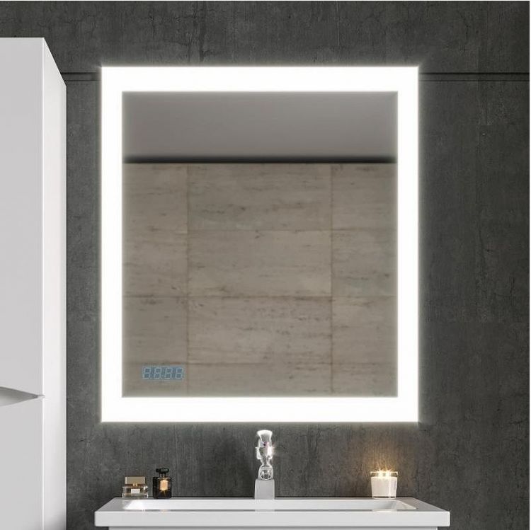 Зеркало Бриклаер Вега 75 4627125414374 с подсветкой с бесконтактным выключателем и часами