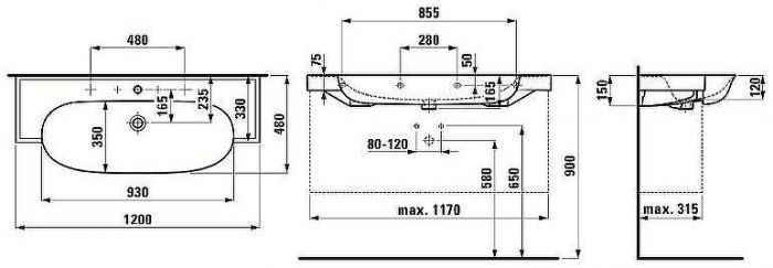 Раковина Laufen The New Classic 120 8.1385.8.000.104.1 Белая