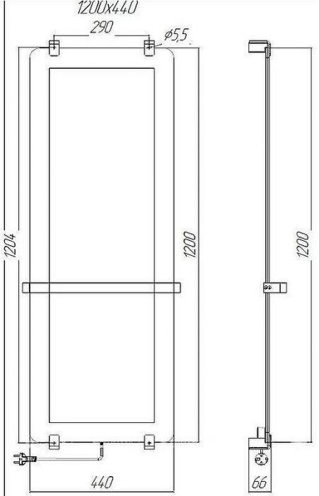 Электрический полотенцесушитель Allen Brau Infinity 44x120 8.21003.GL зеркальный