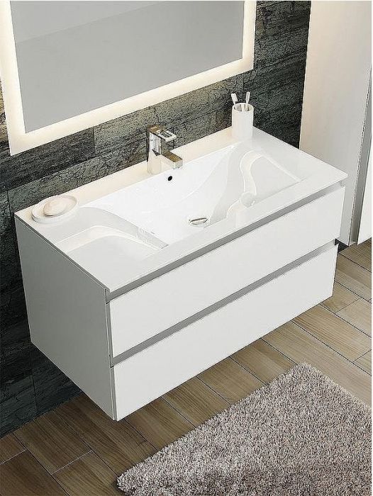 Тумба с раковиной SanVit Авеню-2 75 kavenu2075w подвесная Белая глянцевая