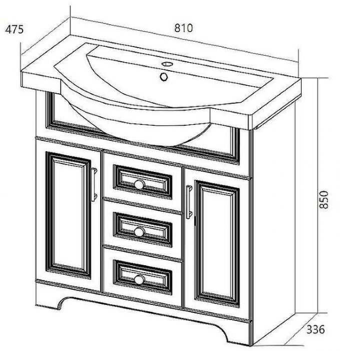 Тумба под раковину 1MarKa Прованс New 80Н У94490 Белый глянец