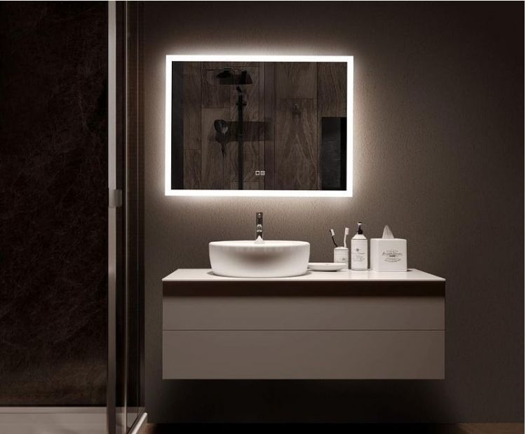 Зеркало AQUAme AQM9104 80 с подсветкой с сенсорным выключателем с подогревом и диммером Зеркало AQUAme AQM9104 80 с подсветкой с сенсорным выключателем с подогревом и диммером