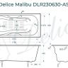Чугунная ванна Delice Malibu 170х80 DLR230630-AS без отверстий под ручки с антискользящим покрытием