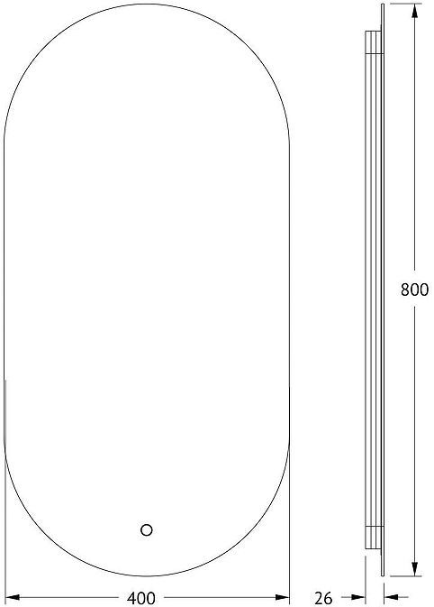 Зеркало Defesto Opti 40х80 DF 2902S с подсветкой 20W-4500K/Сенсорный выключатель/Нейтральный белый свет