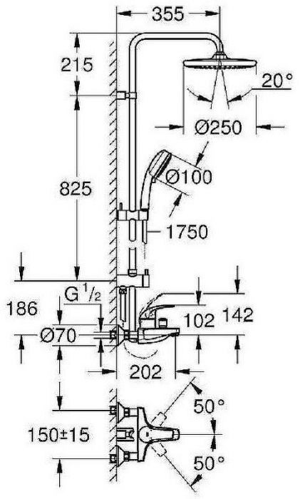 Душевая система Grohe Tempesta Cosmopolitan System 26674000 Хром