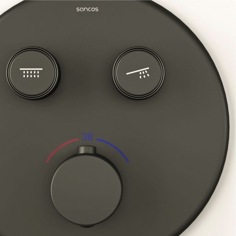 Душевой комплект SANCOS Space встраиваемый c термостатическим смесителем, цвет черный матовый , SC3006MB Душевой комплект SANCOS Space встраиваемый c термостатическим смесителем, цвет черный матовый , SC3006MB