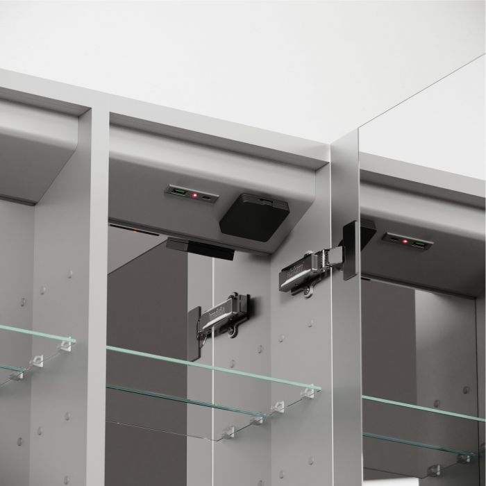 Зеркальный шкаф SANCOS для ванной комнаты из алюминия SANCOS Evoke 900x700х136 мм с LED подсветкой, SC8090