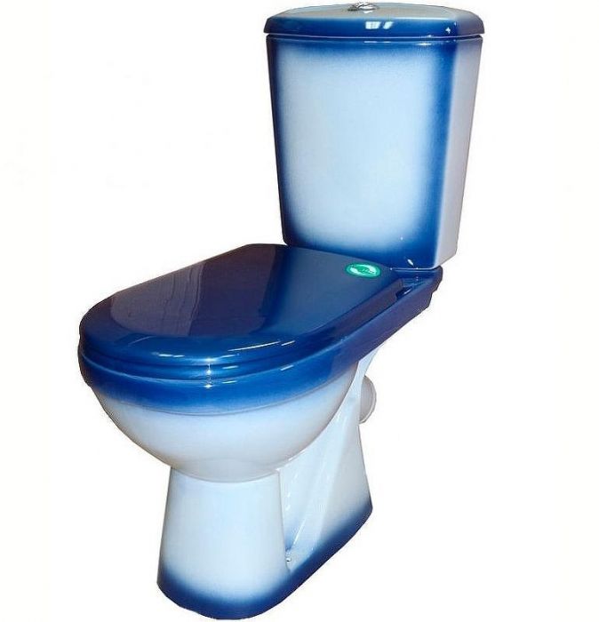 Унитаз компакт Rosa Комфорт 4620008191027 Синий декор с бачком и сиденьем