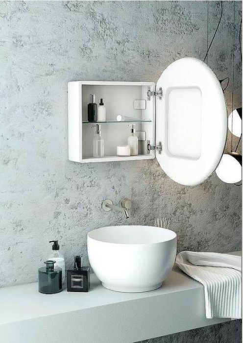 Зеркальный шкаф Континент Torneo White LED 60 МВК069 с подсветкой Белый