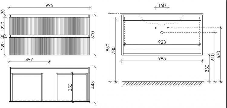 Тумба подвесная SANCOS Snob R, Beige Soft 995х445х500, под столешницу с отверстием под смеситель, цвет Kreman, SNR100CE Тумба подвесная SANCOS Snob R, Beige Soft 995х445х500, под столешницу с отверстием под смеситель, цвет Kreman, SNR100CE