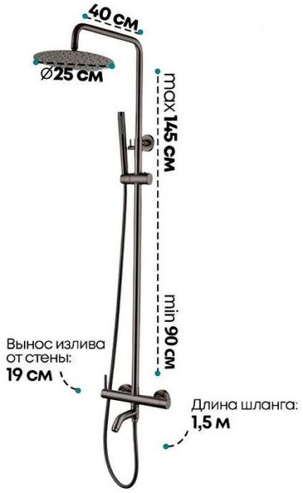 Душевая система Grocenberg GB7099BG Графит
