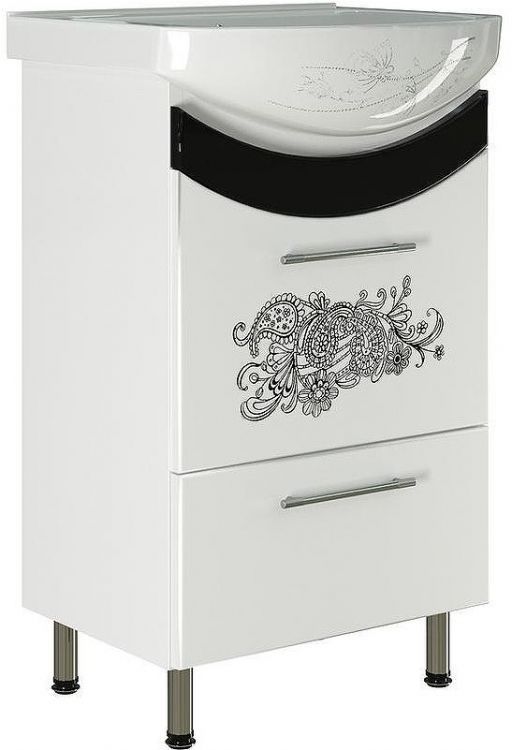 Тумба под раковину Mixline Радуга 50 528040 Белая Черная Цветы Тумба под раковину Mixline Радуга 50 528040 Белая Черная Цветы
