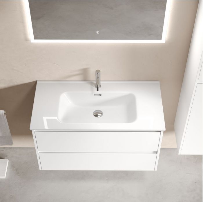 Тумба подвесная SANCOS под раковину Libra, белый глянец 890х450х500 мм, LB90W