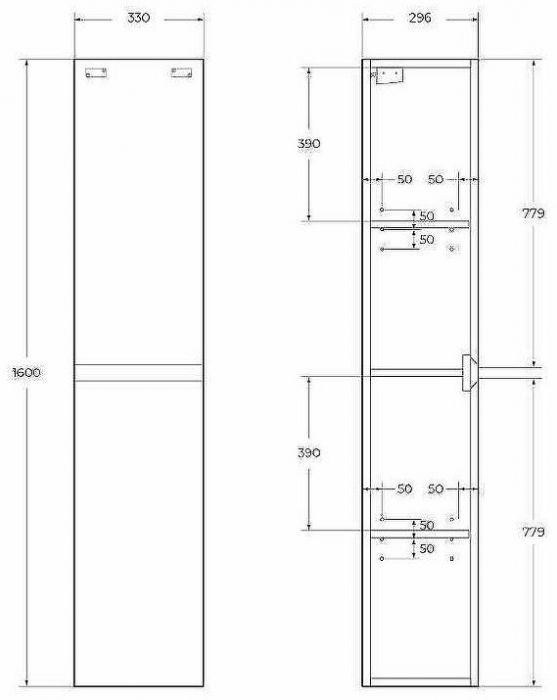 Шкаф пенал BelBagno Kraft 33 L KRAFT-1600-2A-SC-CG-L подвесной Cemento Grigio