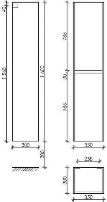 Шкаф пенал Sancos Libra 35 PLB35W подвесной Белый глянец