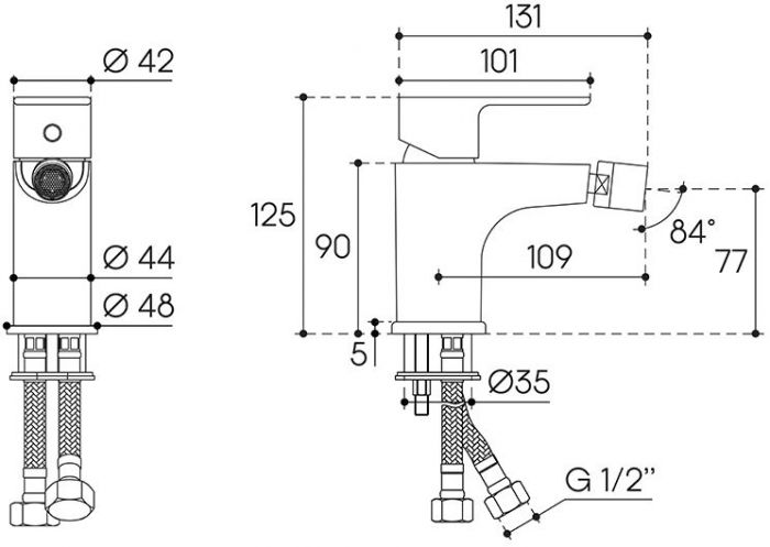 Смеситель для биде AQUEDUTO BASE,  хром (BAS0500)