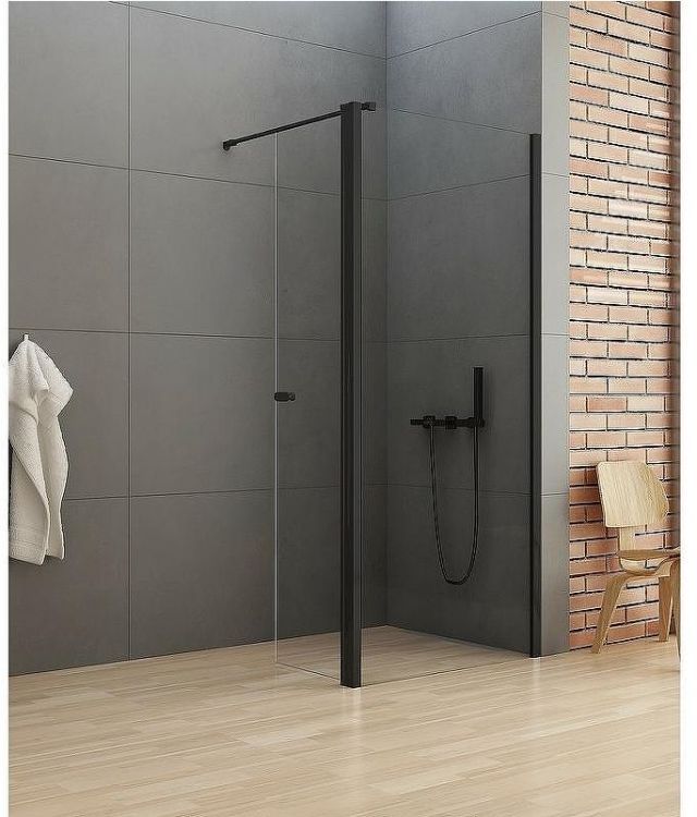 Душевая перегородка New Trendy New Soleo Black 60 K-0775 профиль Черный стекло прозрачное