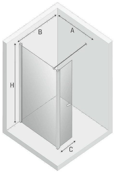 Душевая перегородка New Trendy New Soleo Black 60 K-0775 профиль Черный стекло прозрачное